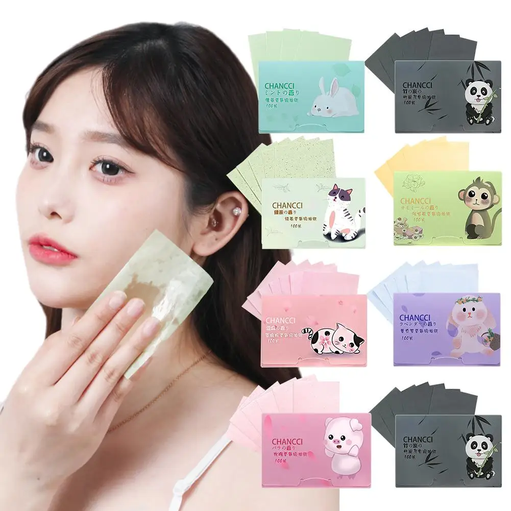 

100 Portable Facial Oil Suction Paper For Deep Oil Control Dry Skin Remove Oil Shine Female Facial Cosmetics E6N3