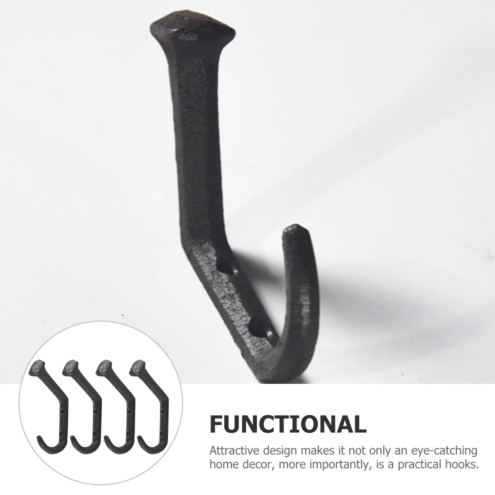 4 шт. чугунный изогнутый крючок для ногтей декоративные настенные крючки