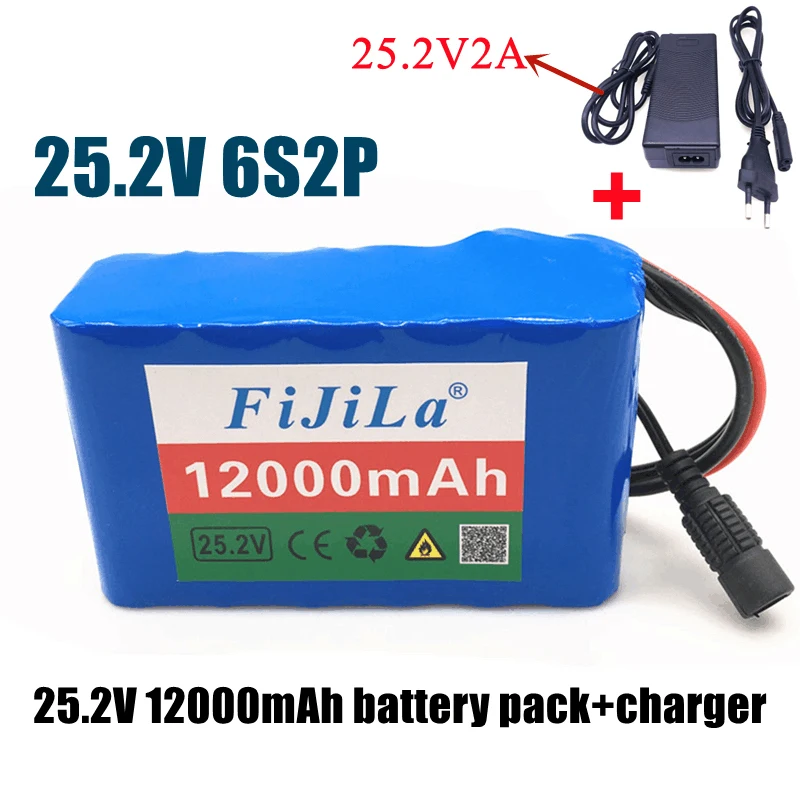 

2022 6s2p 24V 12.0Ah 18650 agli ioni di litio battery pack 25.2v 12000mAh elettrico della bicicletta batteria con BMS + charger