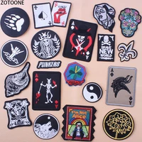 zotoone poker punk skull patches for clothing stickers diy iron on patch embroidered applications badges appliques on clothes e