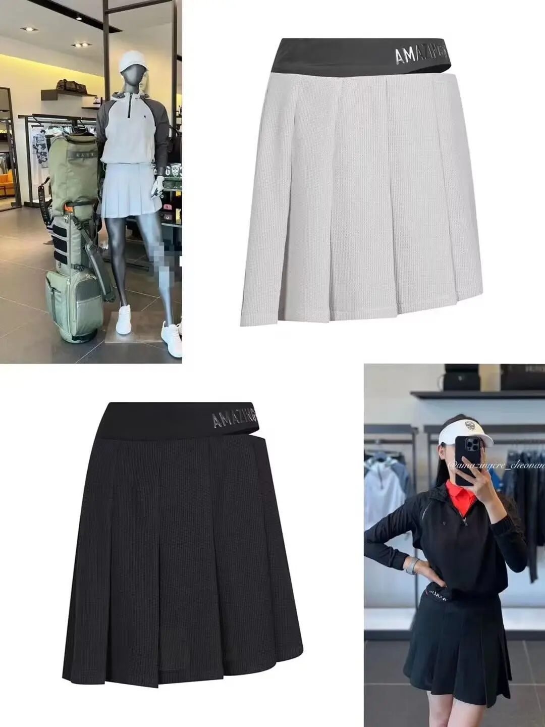 

AMAZING Golf women's 23 thin pleated skirt quick dry cool waist split skirt
