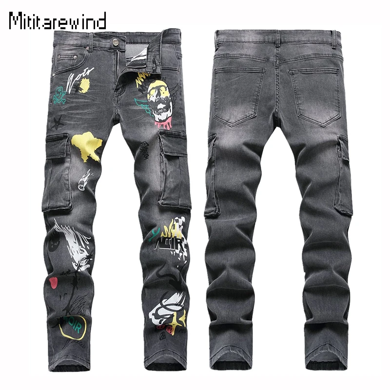 

Джинсы-карго мужские с принтом в стиле хип-хоп