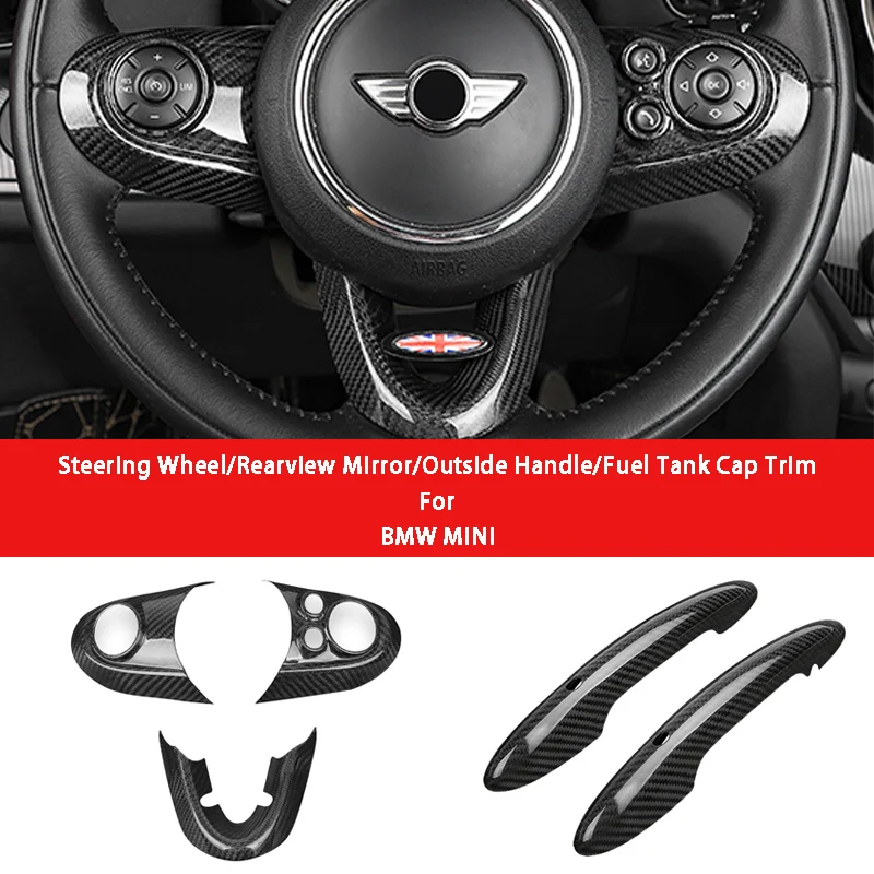 Carbon Fiber Steering Wheel Rearview Mirror Handle Fuel Tank Cap Stickers Car Accessories For BMW MINI R55 R56 R60 F55 F56 F57