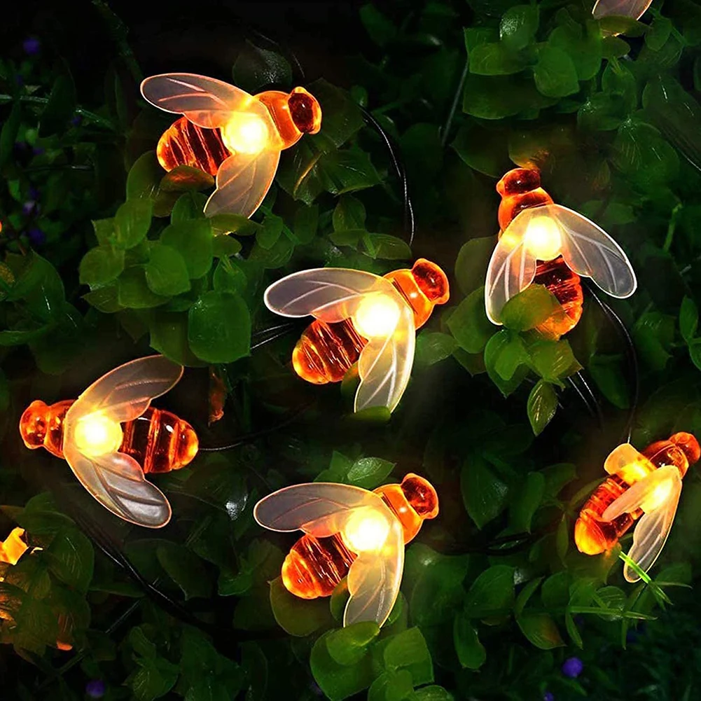 

LED Solar String Lights Honey Bee Fairy Garland Lamp Home Kid Bedroom Decoration String Fairy Outdoor Wedding Decor