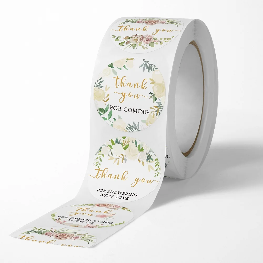 

500pcs/roll Floral Thank You Sticker Thank you for Coming Sticker for Baby Shower Wedding Bridal Shower Birthday Party Favors