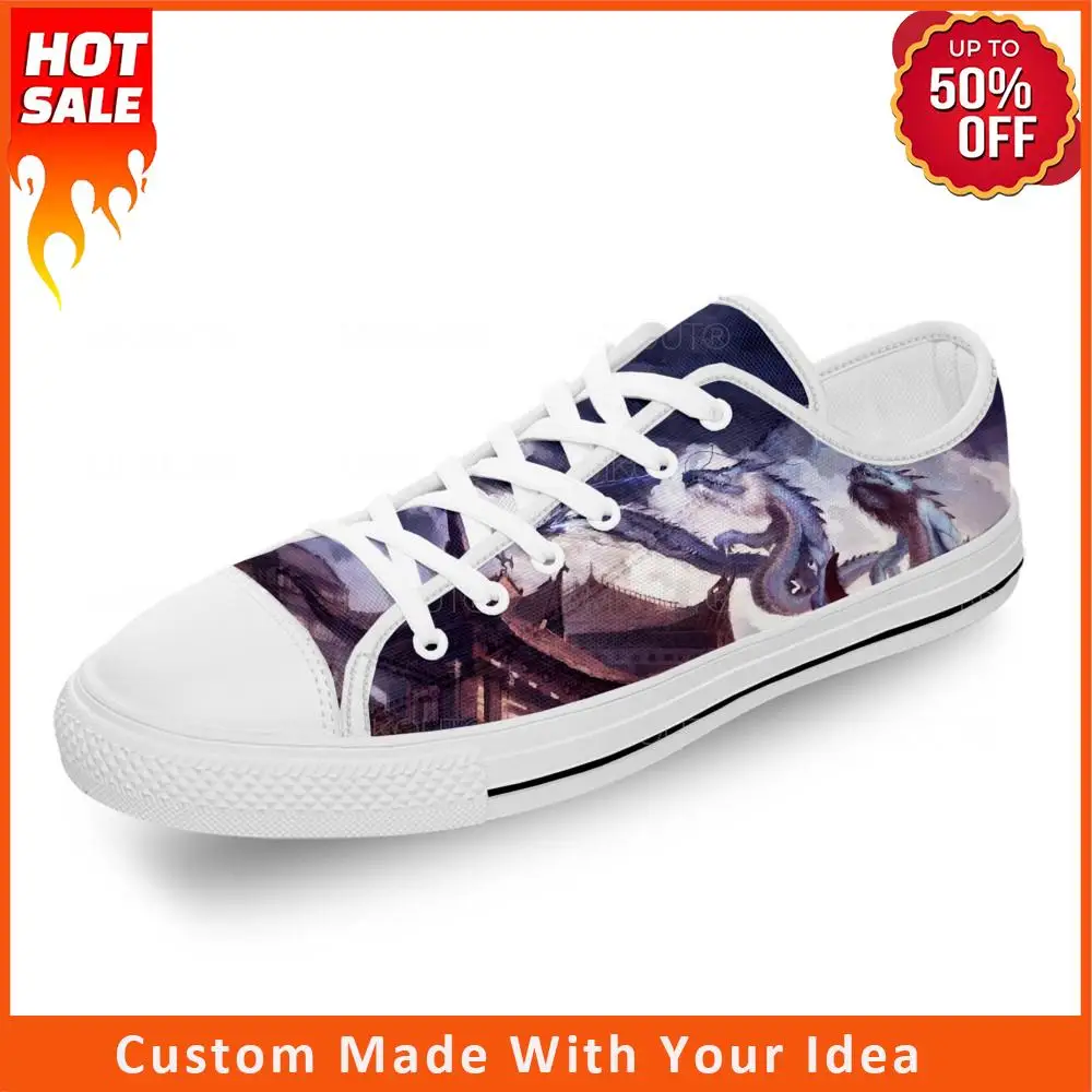 

Холщовые кроссовки с низким верхом и 3D-принтом, легкие дышащие кеды в японском стиле аниме с тату-драконом, модная ткань, для мужчин и женщин