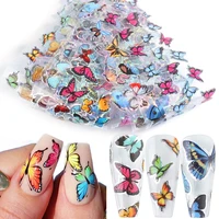 10pcs butterfly nail foils holographic stickers for nails art decals sliders transfer paper wraps manicure 3d decorations tr8102