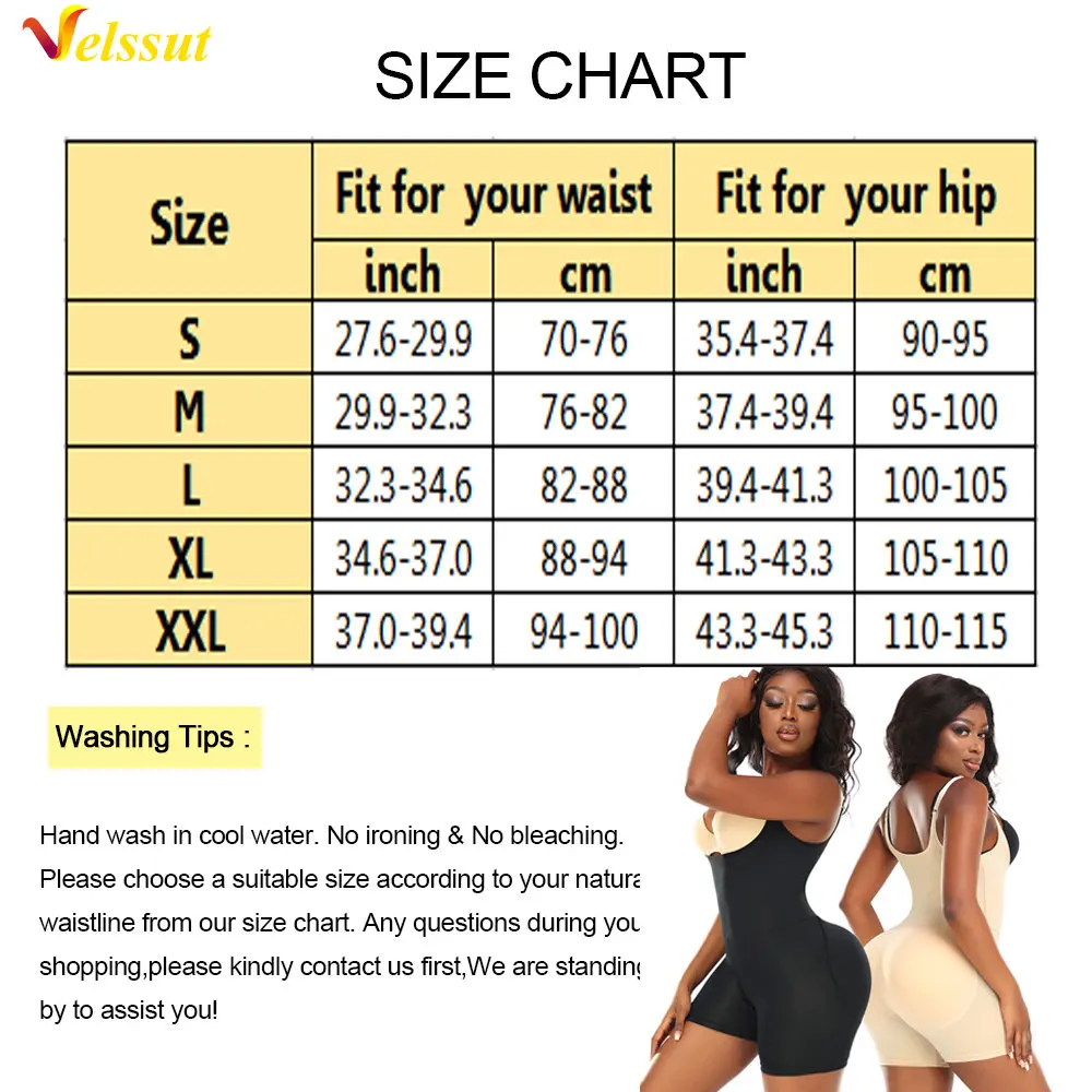 Velssut Bodysuit Shapewear for Women Tummy Control Butt Lifter Body Shaper Slim Hip Enhancer Vest Flat Belly Underwear Push Up
