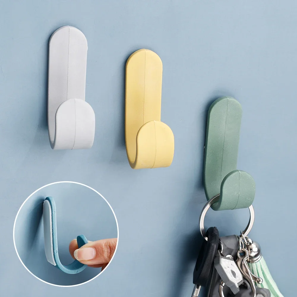 

6PCS Wall Hooks J-type Mini Self Adhesive Strong Hook Hanger Punch-free Hooks for Coat Bag Bathroom Door Kitchen Hanger Clasp