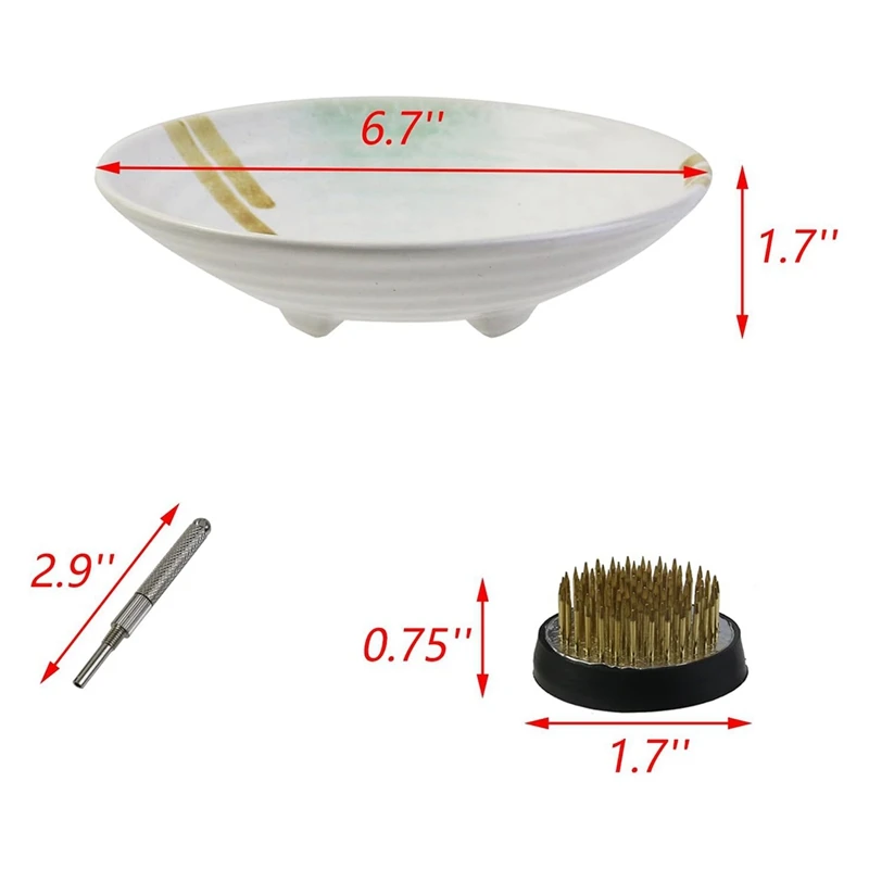 Набор для ВАЗ Ikebana керамическая чаша и металлический Цветочный кензан с иглой