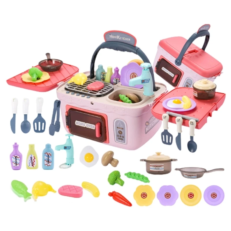 

Boys Girls Educational Music&Light Cooking Utensils Fun Chef Oven Pot Pretend Play Toy Home Kids Kitchen Playset