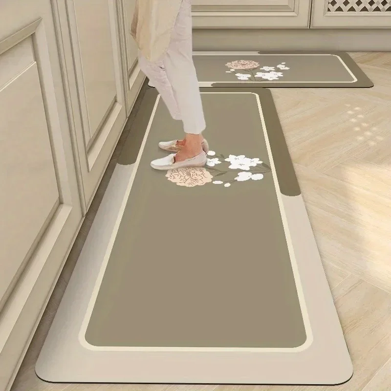 ПВХ коврик для кухни с цветочным узором