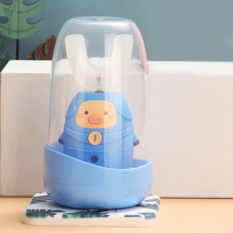 

Kids 360 U Shape Degrees Sonic Electric Toothbrush Cartoon USB Charger Silicone UV Drying Tooth Brush Cup For Toddlers