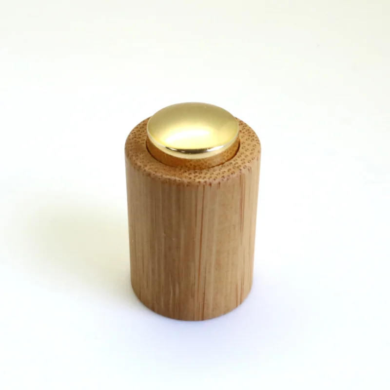 18mm Gold/silvery Bottom Top Eco-friendly Bamboo Pressure Dropper Top Cap with Pressure Dropper Pipette for Essential Oil Bottle