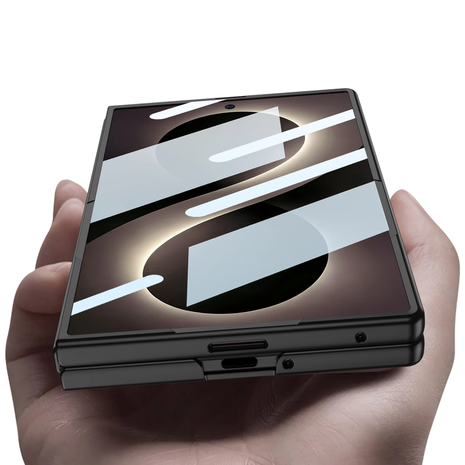 Фото Чехол для Samsung Galaxy Z Fold 8 с эффектом металлического покрытия, широкий защитный чехол с передней пленкой, задняя крышка для мобильного телефона с эффектом металла. №4