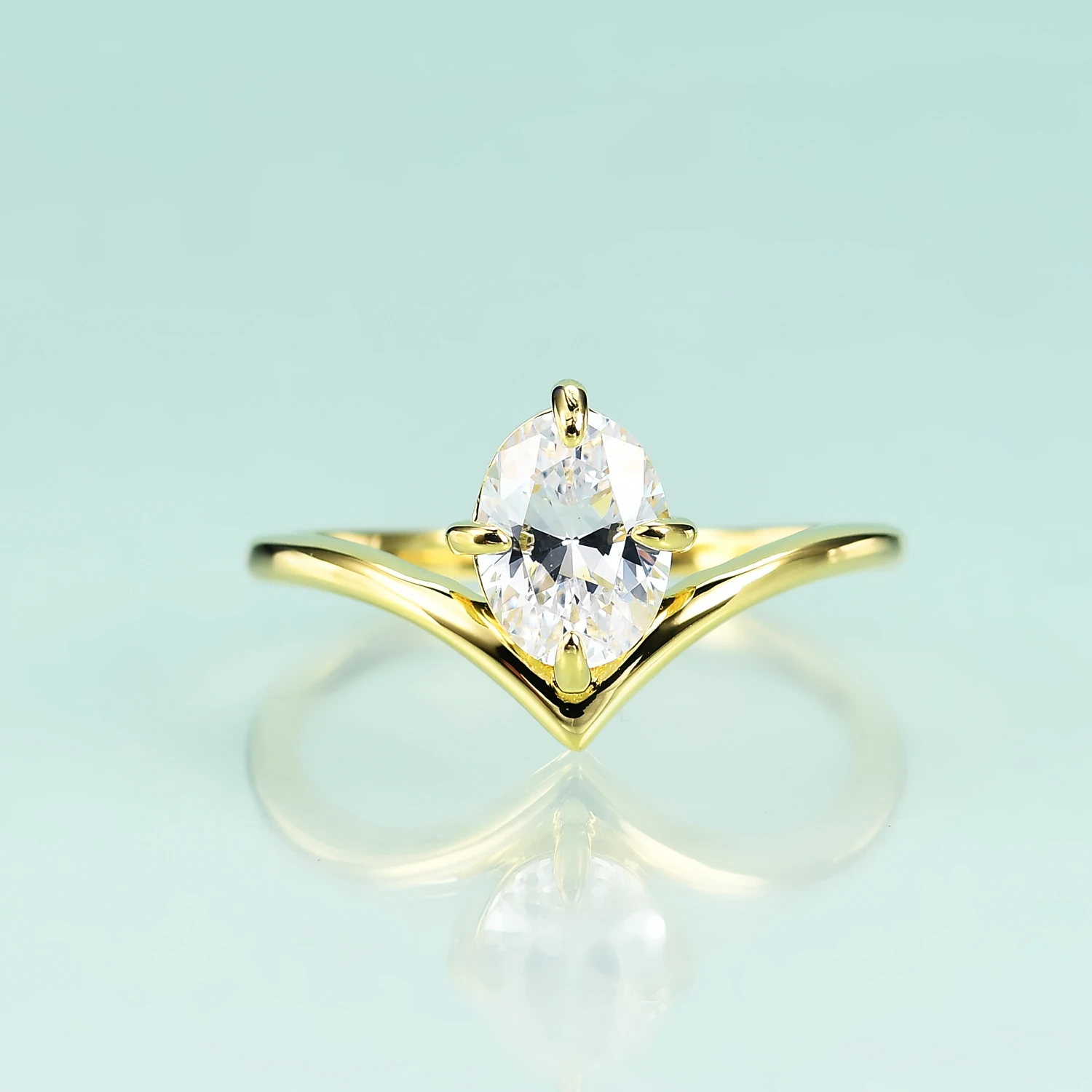 Gem's Beauty 585 14K Yellow Gold 1.5CT Moissanite Rings for Women Handmade Oval Rings Engagement Bride Gift Fine Jewelry New