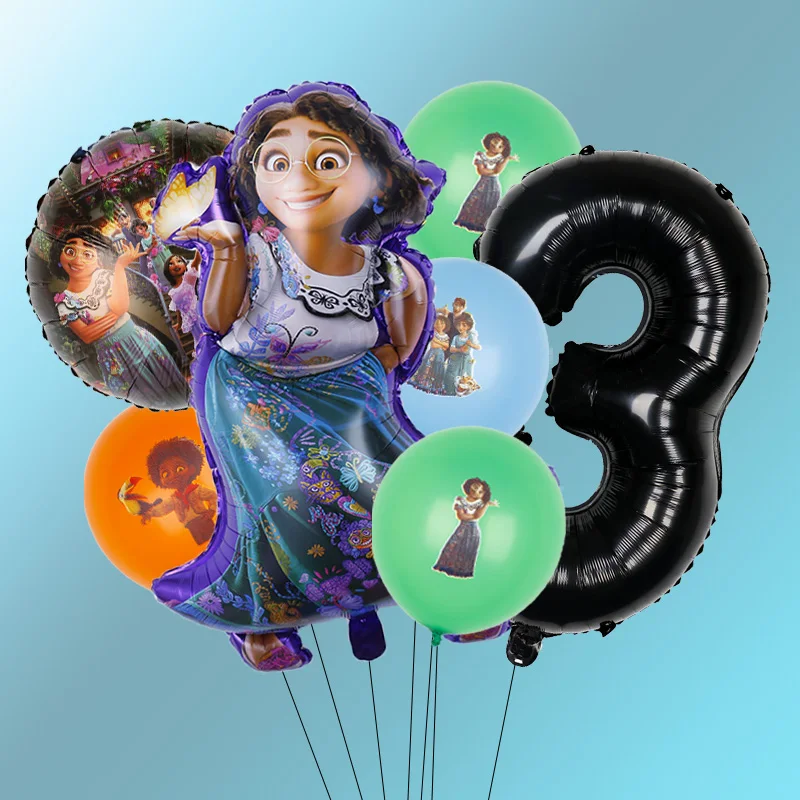 

Encanto Mirabel Balloons 32inch Black Number Foil Globos Kids Disney Cartoon Birthday Party Decor Anniversary Gift Baby Shower