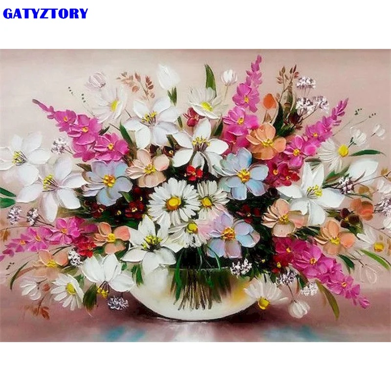 

GATYZTORY 40x50cm DIY Painting By Numbers For Kids Flowers Drawing On Canvas Adults Crafts Paintings On Number Unique Gift Home