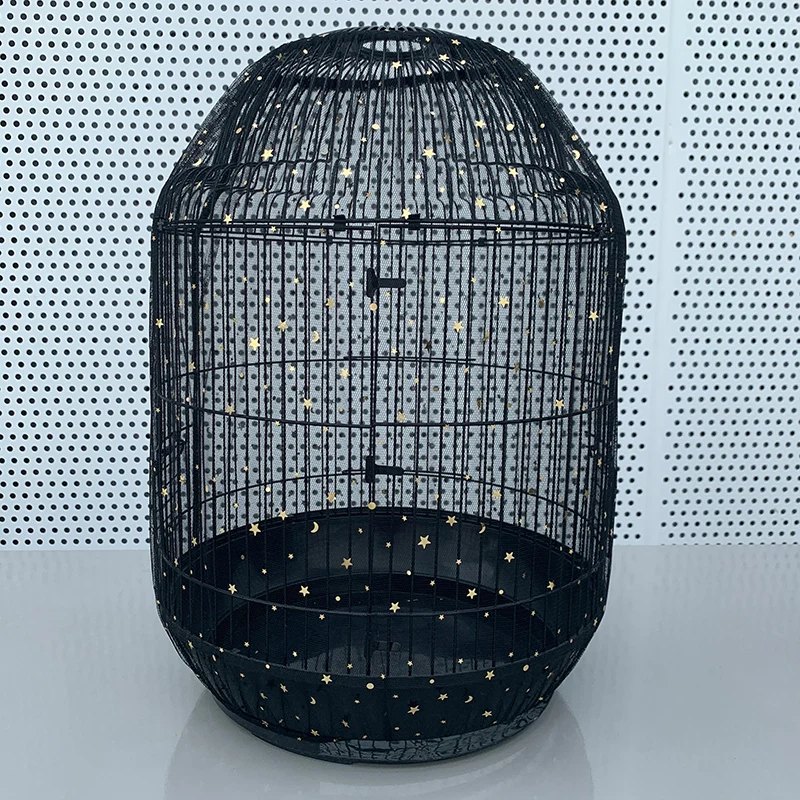 Cover 360 Degrees Covering Bird Cage Mesh Net Elastic Birdcage Cover Soft Bird Seed Guard Skirt For Home