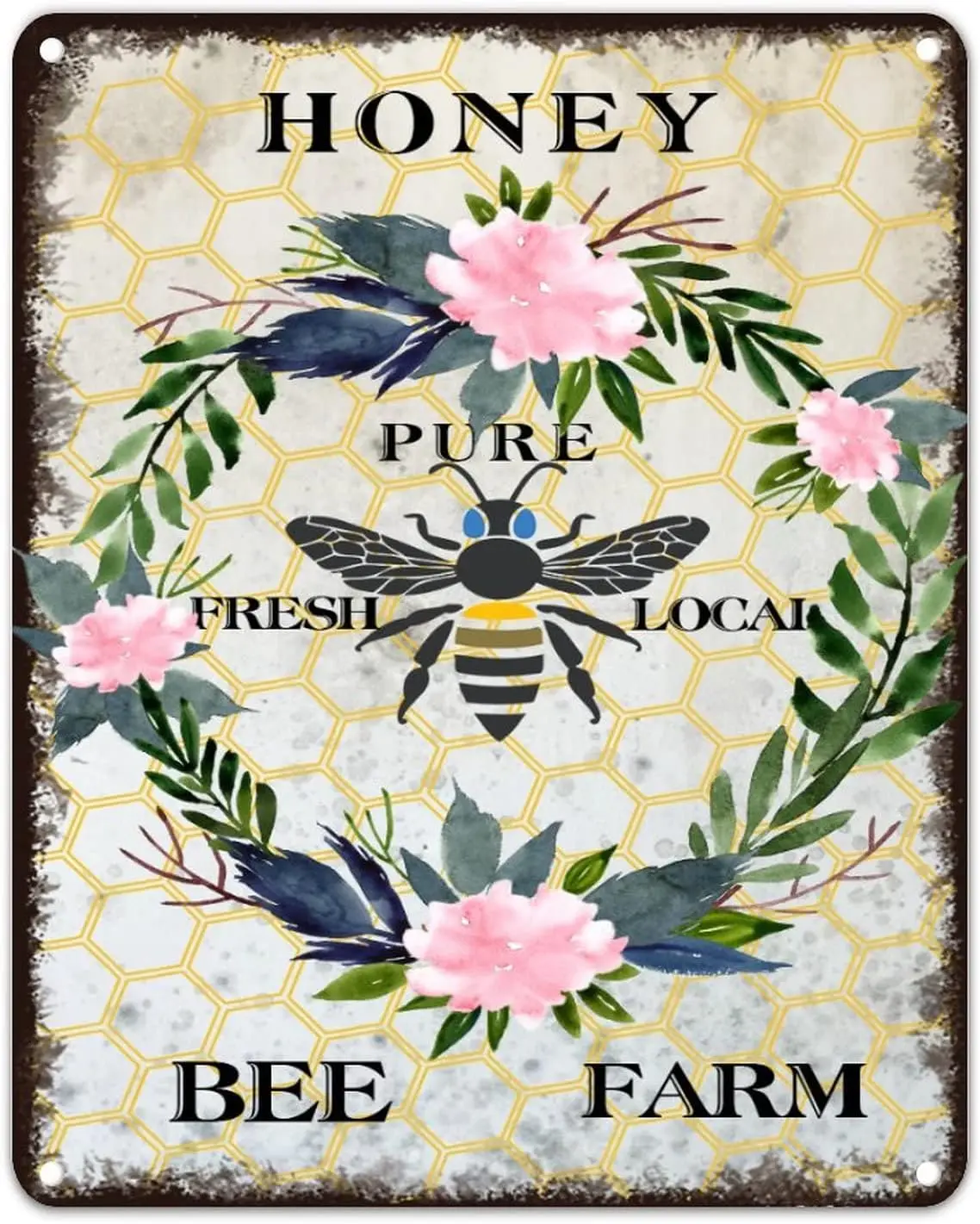 1e Металлическая вывеска на ферме медоносных пчел металлическая жестяная в виде