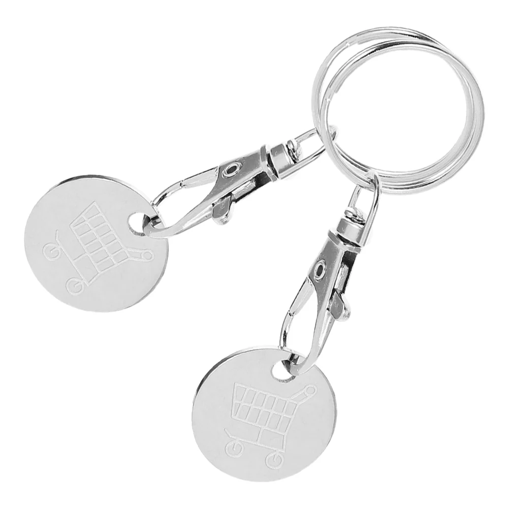2 шт. жетоны на тележке для покупок с кольцами ключей корзина из нержавеющей стали