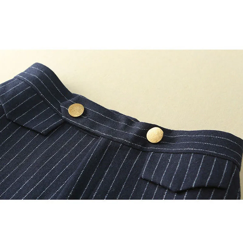 Fashion Office Lady High Waist Striped Straight Shorts Summer Commute Simplicity Casual Spliced Loose Shorts Women's Clothing