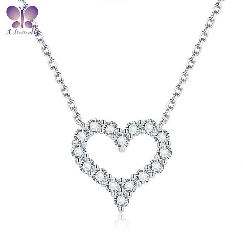 

AButterfly 100% 925 Sterling Silver D Color 1 Ct Moissanite Heart Necklace Pendant Women's Wedding Party Fine Jewelry Wholesale