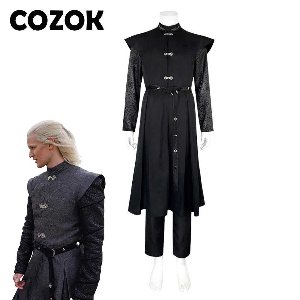 

COZOK Movie House Dragon Prince Daemon Targaryen Cosplay Costume Black Uniform Suit Outfits Halloween Carnival Suit for Men