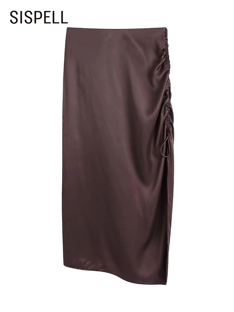 

SISPELL Korean Fashion Irregular Skirt For Women High Waist Solid Minimalist Straight Midi Skirts Female Summer Clothing Style