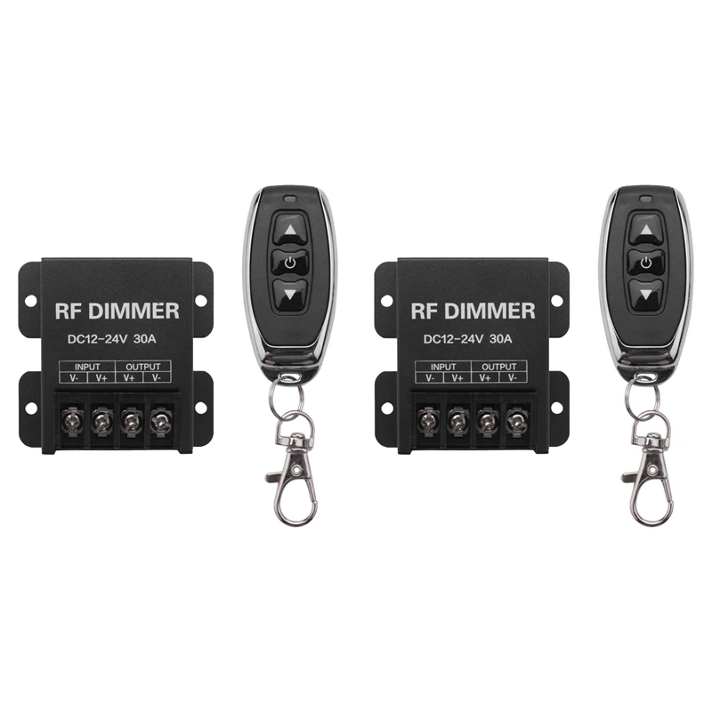 

2X 12V RF LED Dimmer Wireless Brightness 3 Keys Remote Controller DC 12V-24V 30A 720W For 5050 Single Color Strip Lights