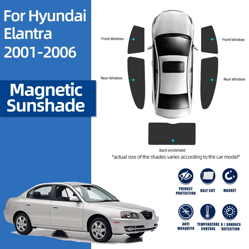 

Для Hyundai Elantra XD AVANTE 2000-2006 Переднее лобовое стекло Автомобильный солнцезащитный козырек Заднее боковое окно Солнцезащитный козырек Магнитная занавеска