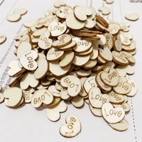 100pcs mini wooden love hearts wedding decorate diy childrens hand drawing craft wood chips party diy decoration scrapbooking