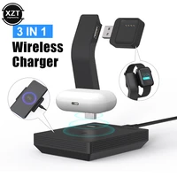 3 in 1 qi wireless charger for apple huawei watch headset fast charging dock station support data transmission
