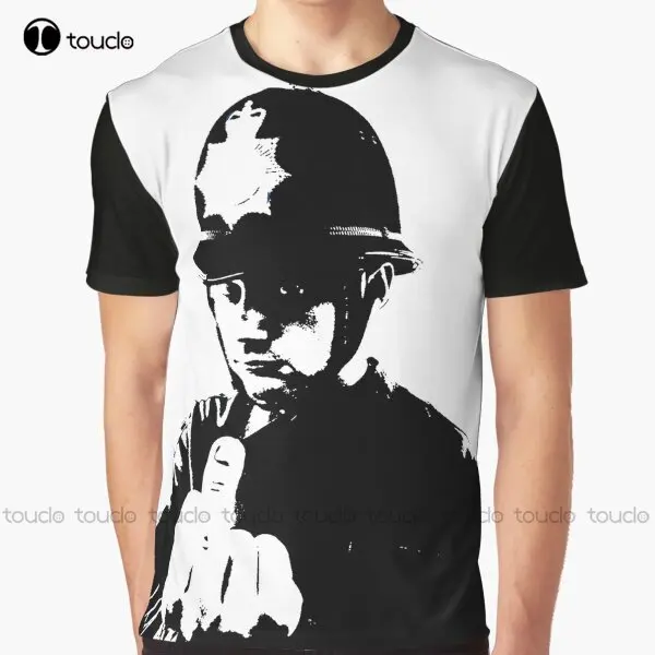 

Черная футболка с графическим принтом полицейского Бэнкси, Мужская футболка с цифровой печатью, футболки, рождественский подарок, новая по...