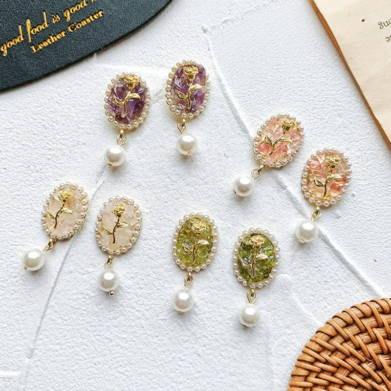 

1Pair Ear Pendant Ladies Jewelry Pearl Flower Party Gift Women Earrings Trendy Women Accessories