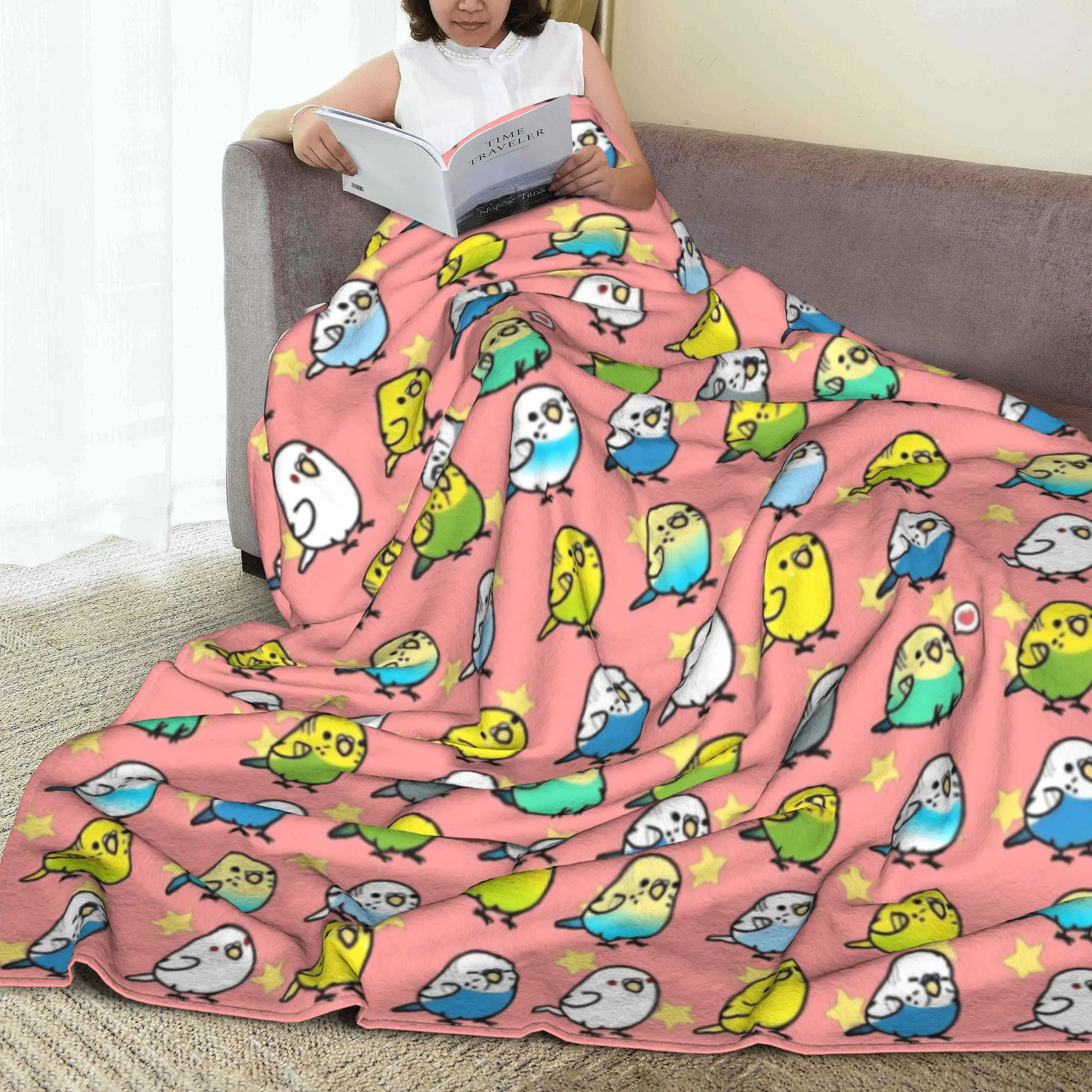 Одеяла с изображением попугая какаду и птицы милое флисовое винтажное дышащее