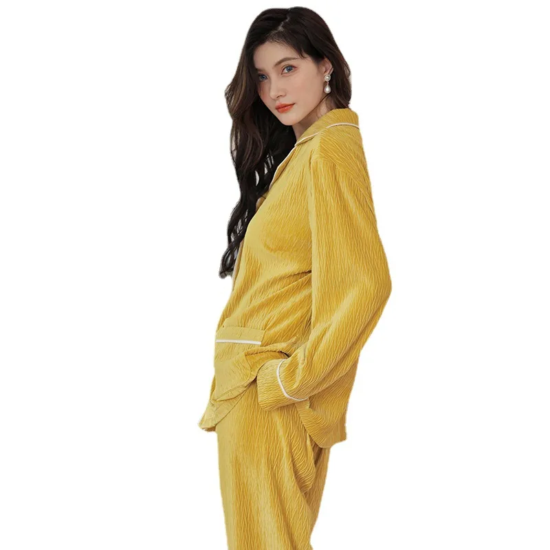 Winter Homewear Nightwear For Women Velvet Thick Pjs Pajamas Set Sleep Suit Two-Pieces Set Pyjamas Long Sleeves Sleepwear