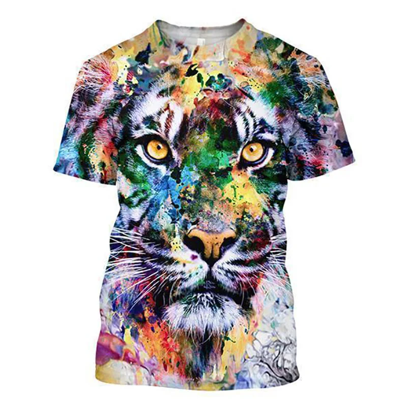 

Summer New 3D Tiger Men's T-shirt Fashion Casual Trend Personalized Print Short Sleeve T-shirt Clothing Loose and Fashionable