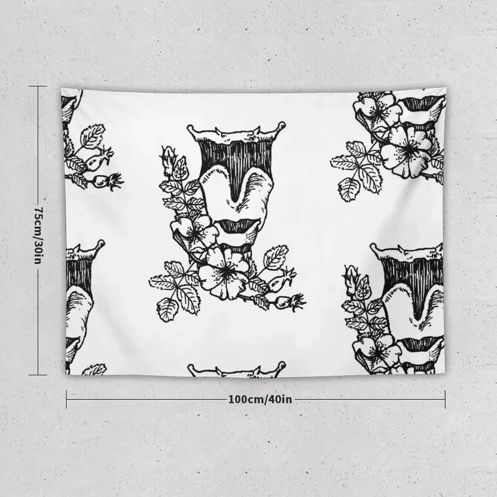 Ларнкс с цветами анатомия ботанический рисунок гобелен забавные настенные