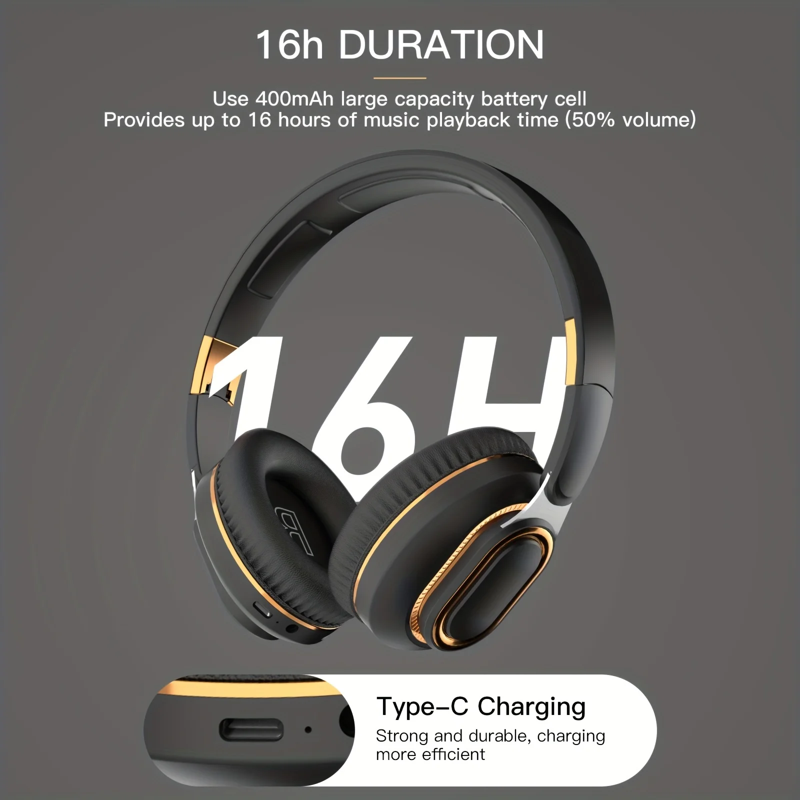 

New Private Mode, Head-mounted Wireless Folding 9D Headphones, Shocking Bass, HIFI Stereo, HD Microphone, 16H Long-lasting