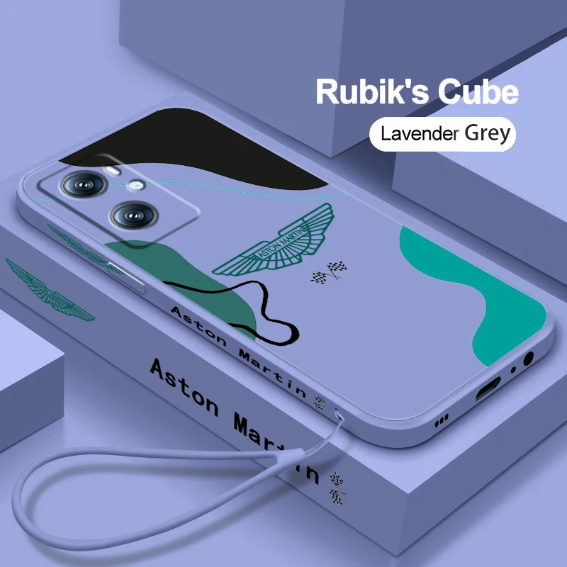 

Luxury Aston Martin Car Logo Phone Case For OPPO Find X5 X3 F21 Lite A96 A94 A93 A77 A76 A74 A72 A57 A53S 5G Liquid Left Rope