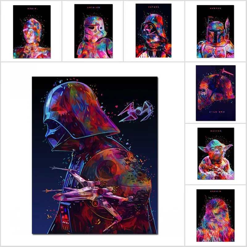 

Disney Star Wars Oil Painting Darth Vader Yoda By Number Paint By Number Suitable for Adult Hand Painted Home Bedroom Decor