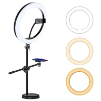 dimmable led ring light with monopod mount bracket photography phone studio selfie annular lamp for youtube live video light