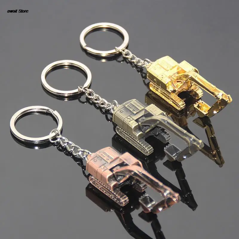 

1PC Creative Alloy 3D Three-dimensional Excavator Keychain Pendant Accessor Gift Car Bag Pendant Trendy Charm For Girls