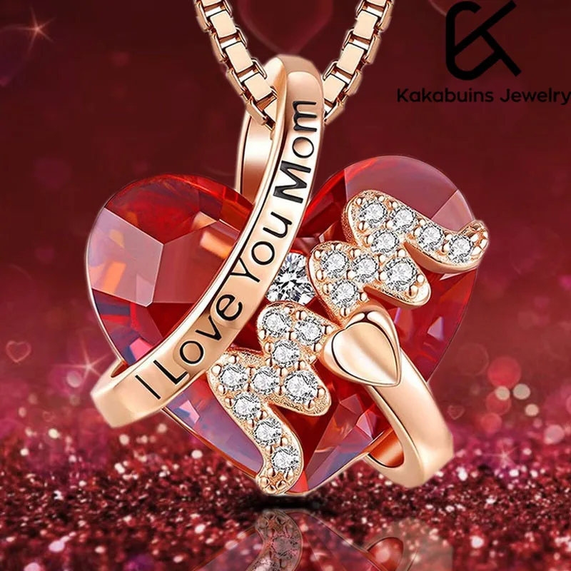 

Exquisite Fashion Pendant Zinc Alloy Ladies Necklace Pendant Heart Shaped Red Mom Letter Style Ladies Personalized Necklace