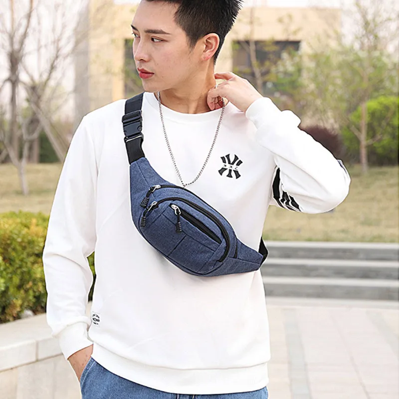 New Fashion Men Waist Pouch Bag Casual Chest Bag Male Fanny Pack Outdoor Travel Shoulder Bag Sports Phone Belt Bag