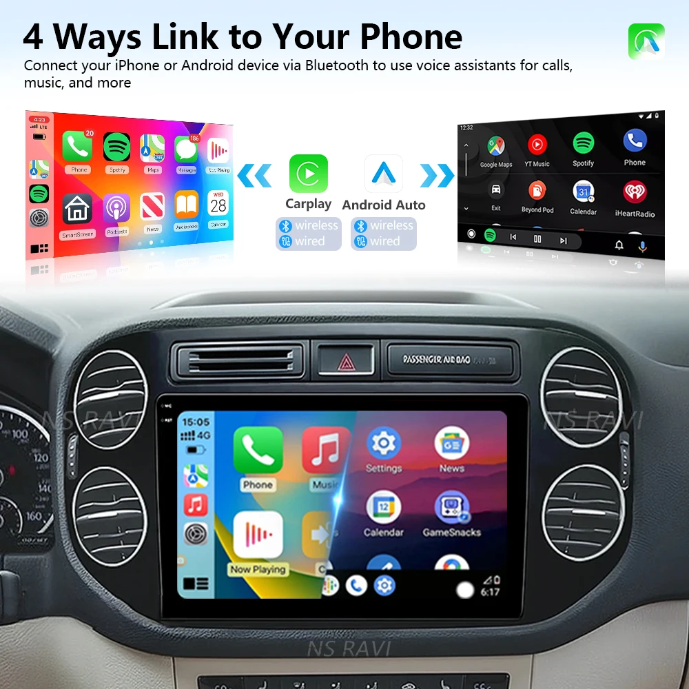 Фото Автомагнитола Android 16 с CarPlay, 2K экраном, 2DIN, для VW Volkswagen Tiguan 1 NF 2006-2016 №3