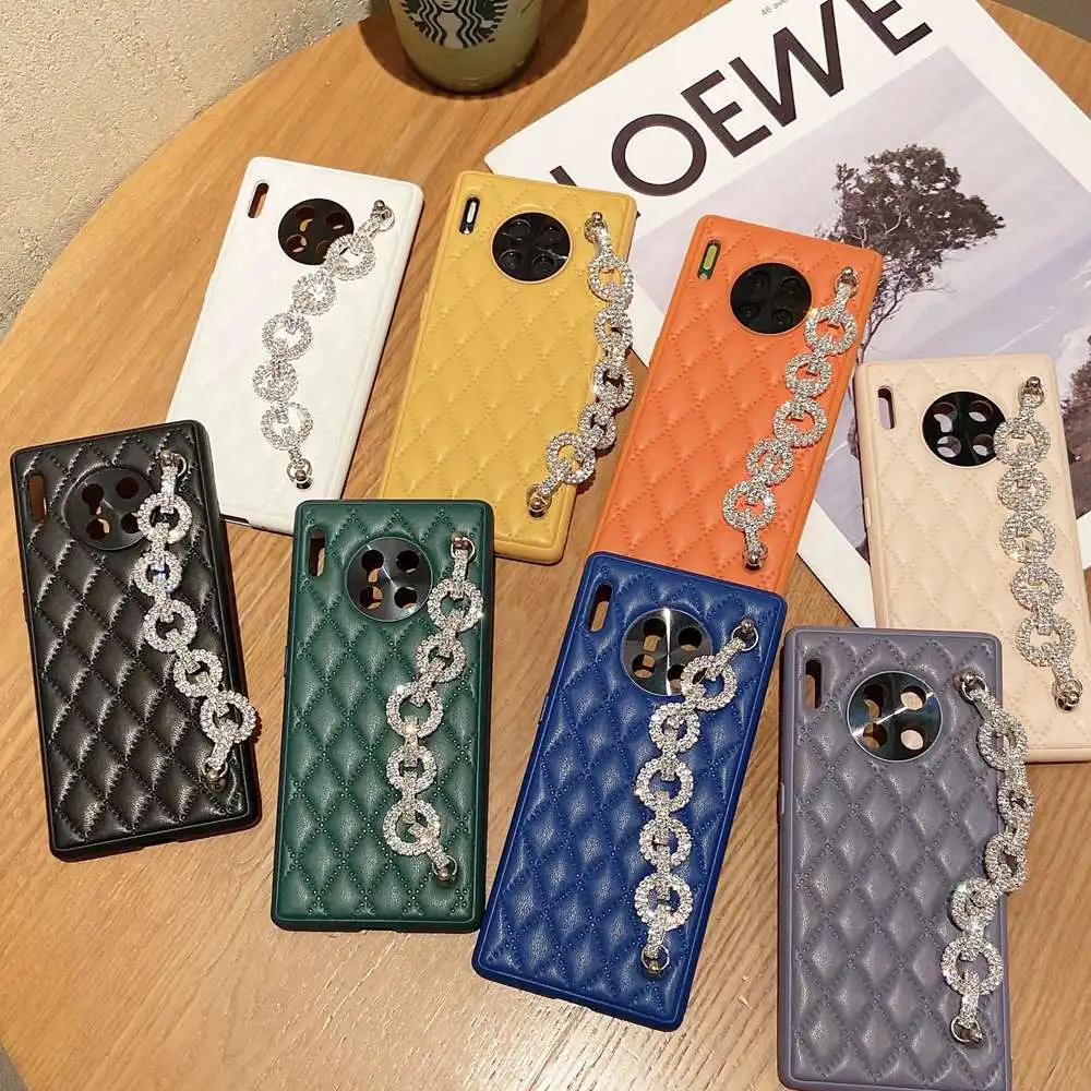 Чехол для Honor 60 Pro Женский чехол из искусственной кожи с браслетом и стразами Huawei 50