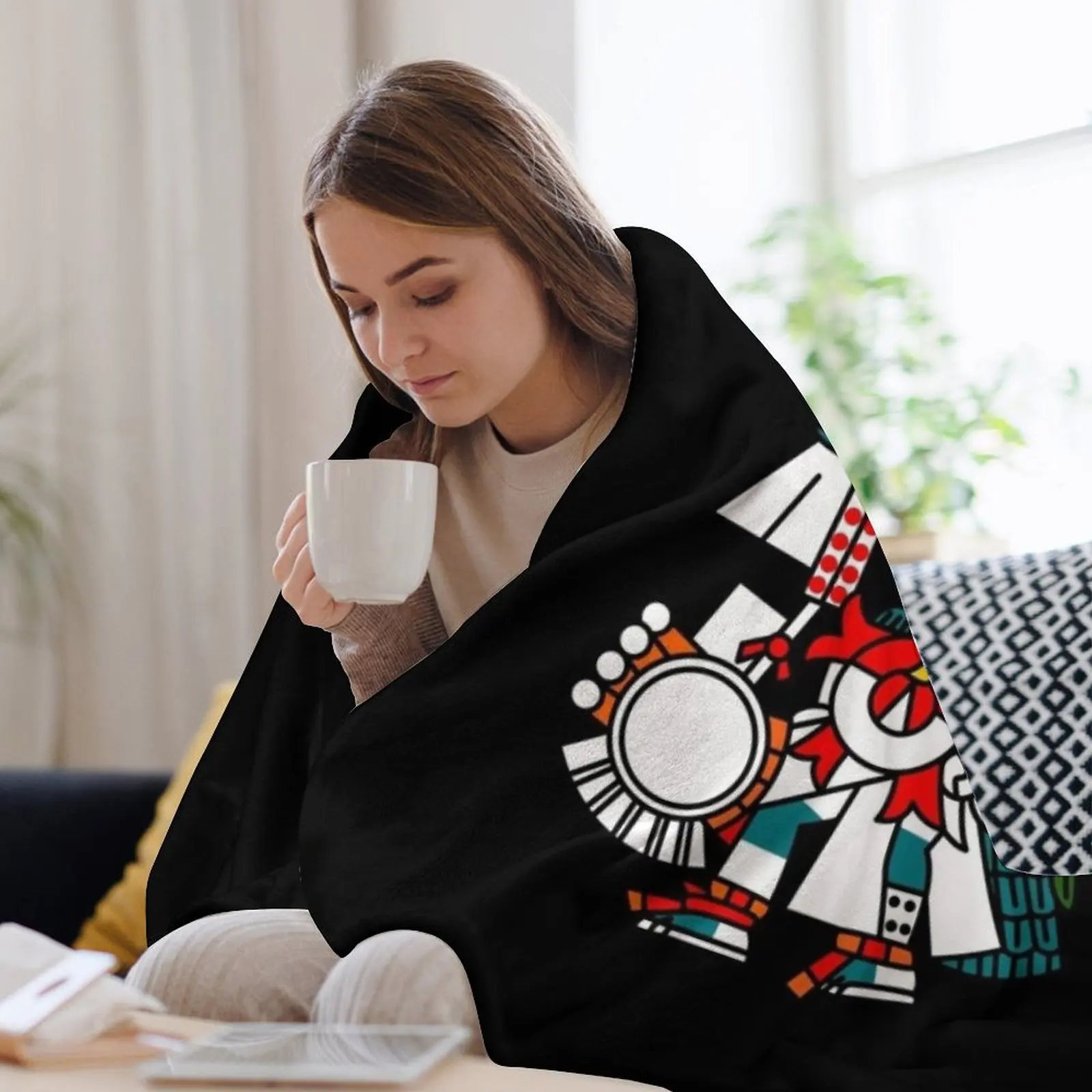 Ацтекское божество Huitzilopochtli Бирюзовый принц Наше лорда Codex Borbonicus. Одеяло Плюшевые