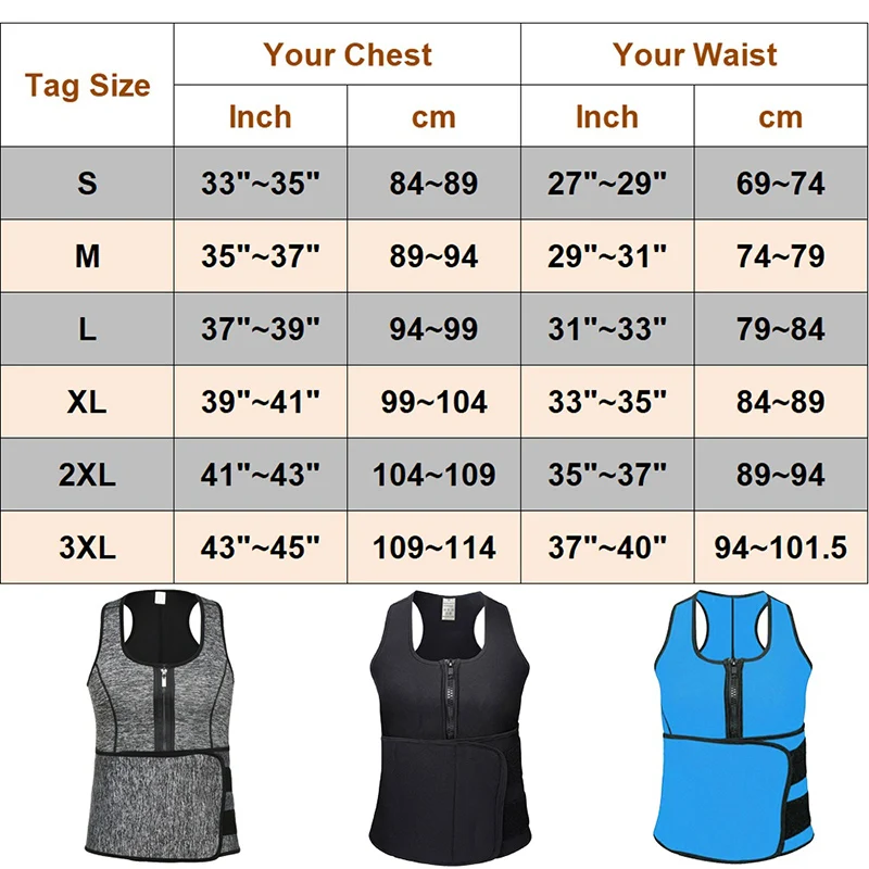 

Vest Waist Body Shaper Neoprene Sweat Men Shapewear Tank Weight Loss Sauna Top Zipper Workout Trainer Fat Faja Vest Burning